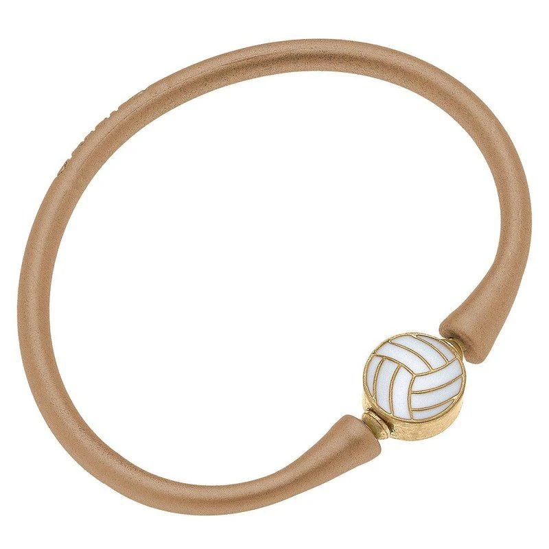 商品Canvas Style|Enamel Volleyball Silicone Bali Bracelet In Gold,价格¥214,第1张图片