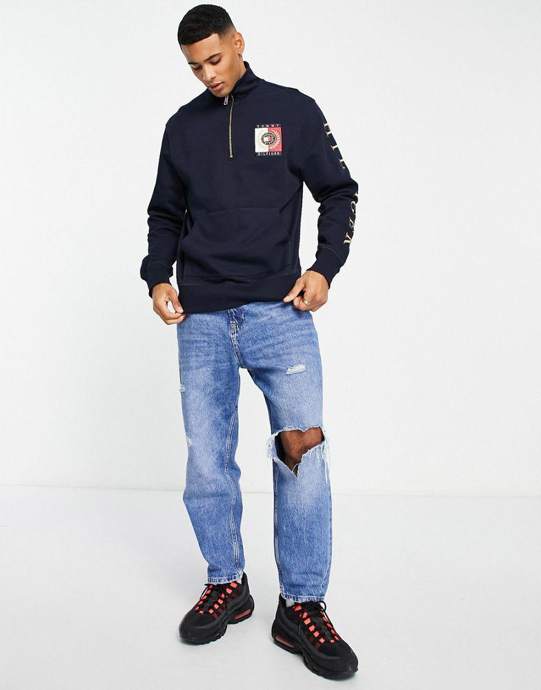 Tommy Hilfiger icon flag logo insert panel sweatshirt in navy商品第3张图片规格展示