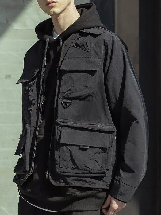 商品MASSNOUN|Cartridge Collarless Jacket Black,价格¥1118,第1张图片