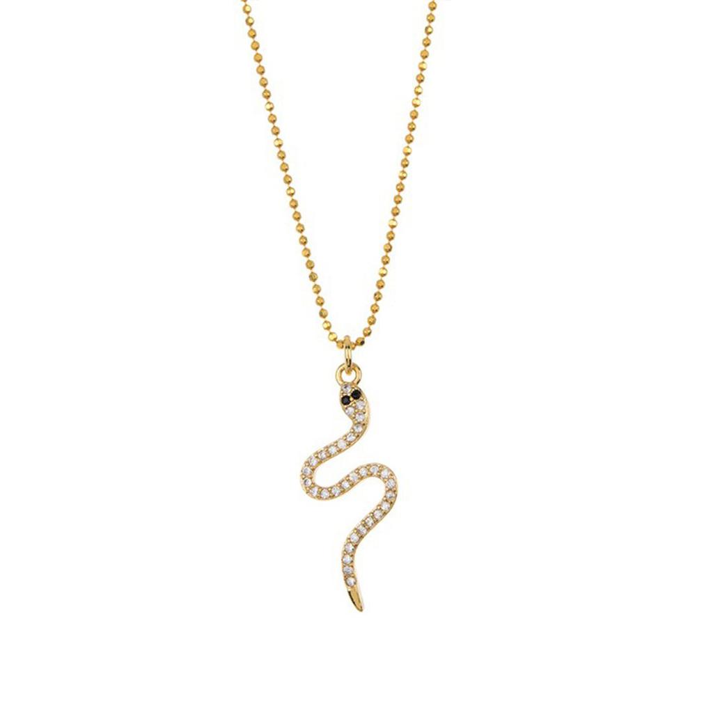 Adornia Snake Pendant Necklace 14k yellow gold plated silver Swarovski crystal商品第1张图片规格展示