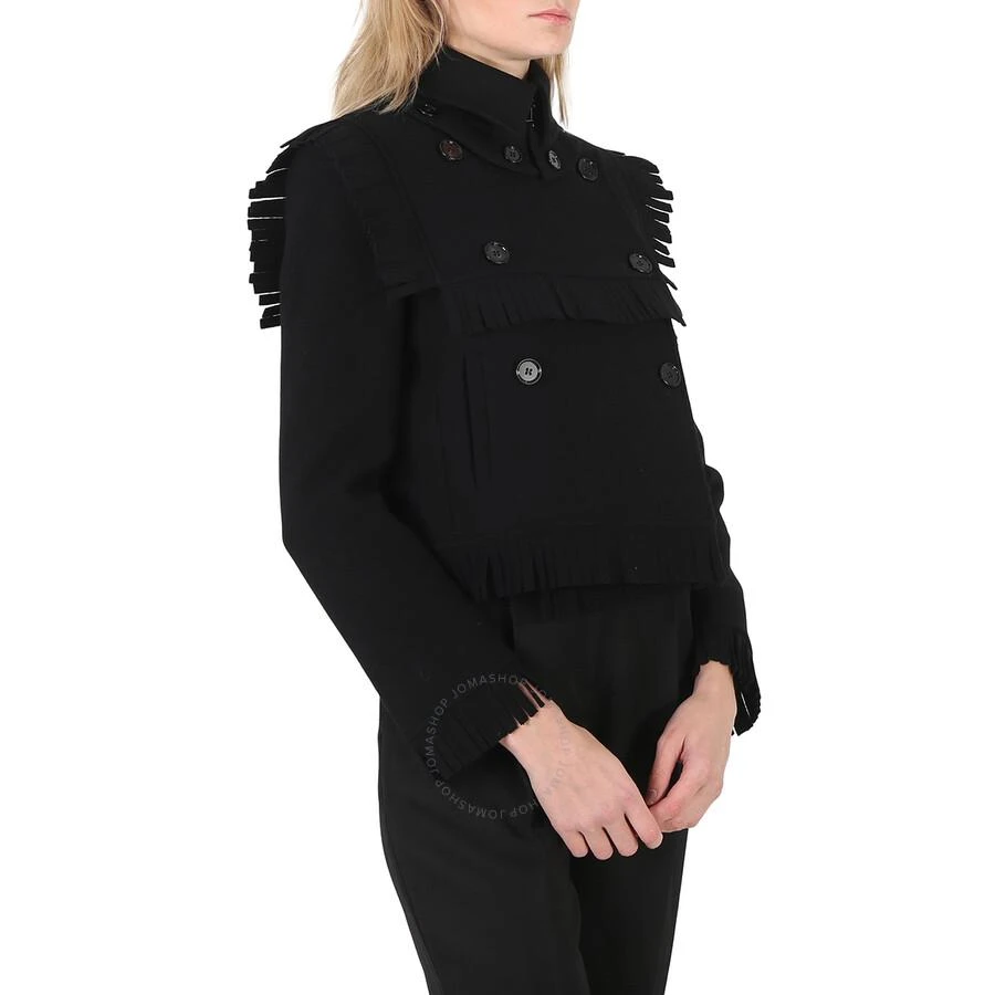 商品Burberry|Ladies Black Fringed Cashmere Wool Blend Cropped Trench Jacket,价格¥4243,第3张图片详细描述