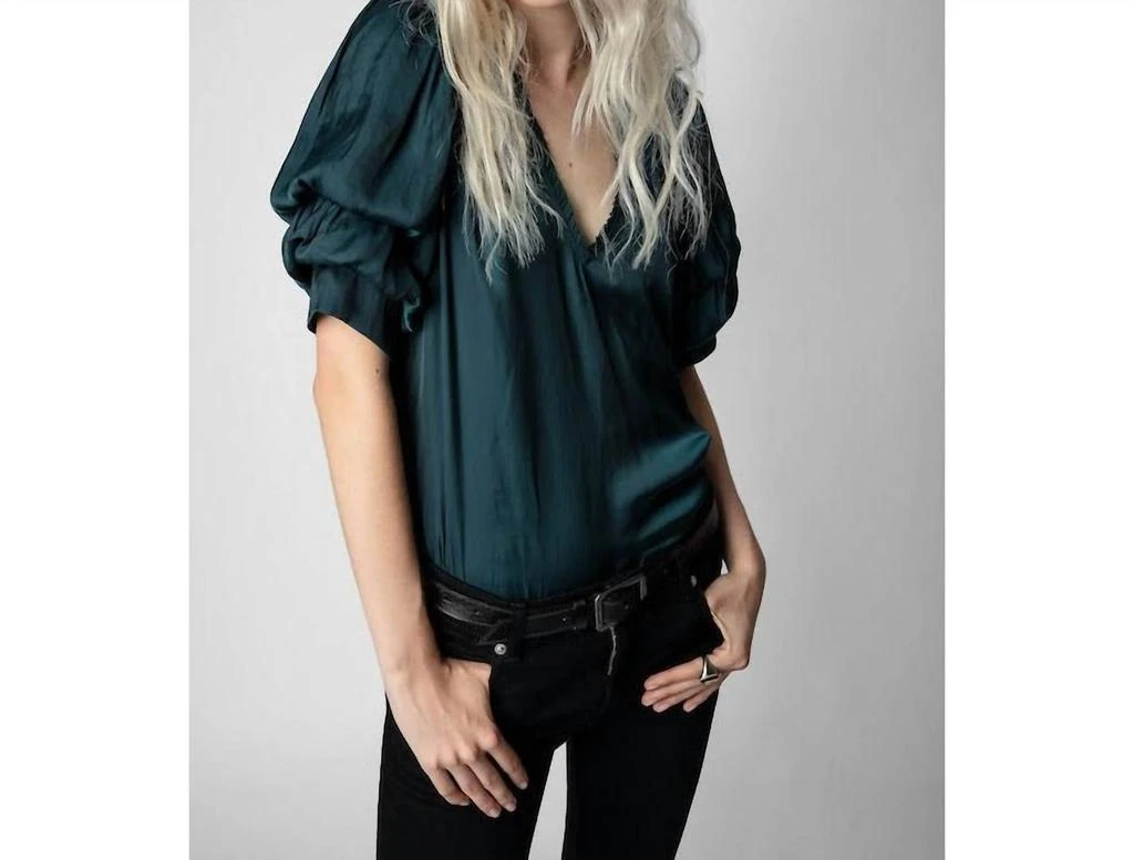 商品Zadig&Voltaire|Taste Satin Top in Peacock,价格¥1663,第2张图片详细描述