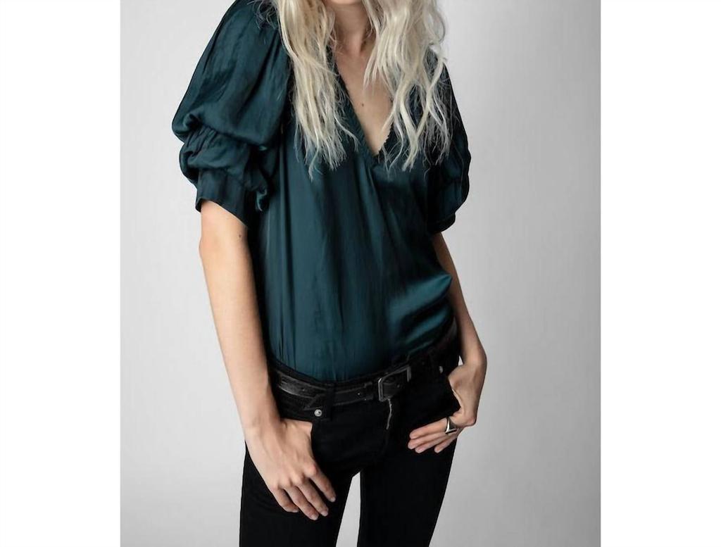 商品Zadig&Voltaire|Taste Satin Top in Peacock,价格¥1489,第4张图片详细描述