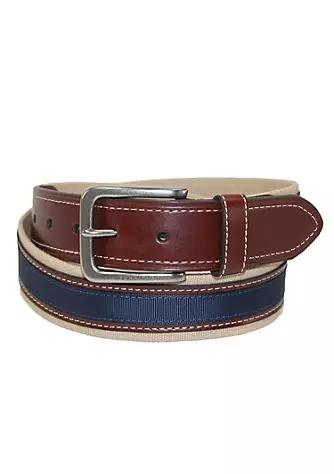 Men's Canvas with Leather Inlay Casual Belt商品第1张图片规格展示