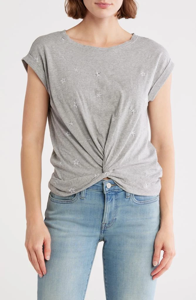 商品Lucky Brand|Star Embroidered Twist Front T-Shirt,价格¥51,第1张图片