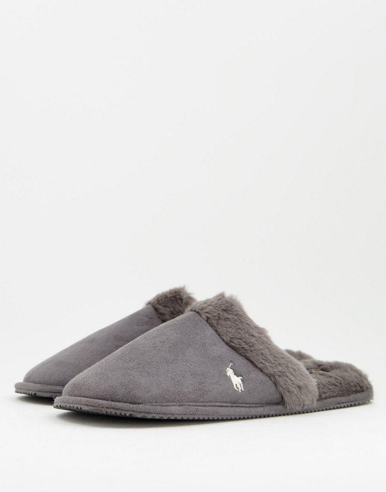 商品Ralph Lauren|Polo Ralph Lauren summit scuff mule slippers in grey,价格¥326,第5张图片详细描述