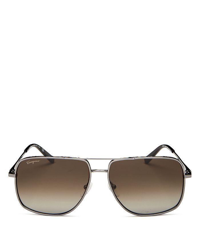 商品Salvatore Ferragamo|Men's Brow Bar Aviator Sunglasses, 60mm,价格¥2678,第1张图片