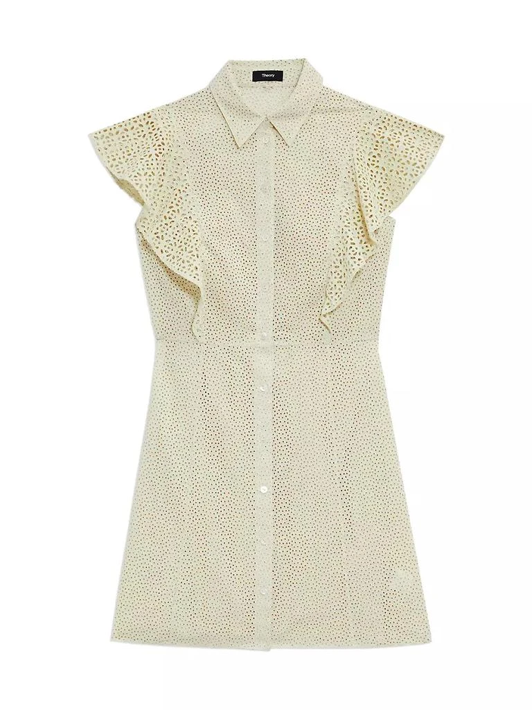 商品Theory|Nova Eyelet Ruffle Sleeve Shirtdress,价格¥738,第1张图片