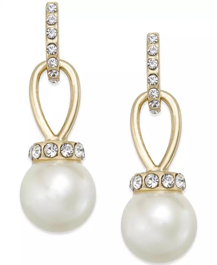 商品Charter Club|Imitation Pearl and Pavé Drop Earrings, Created for Macy's,价格¥68,第1张图片