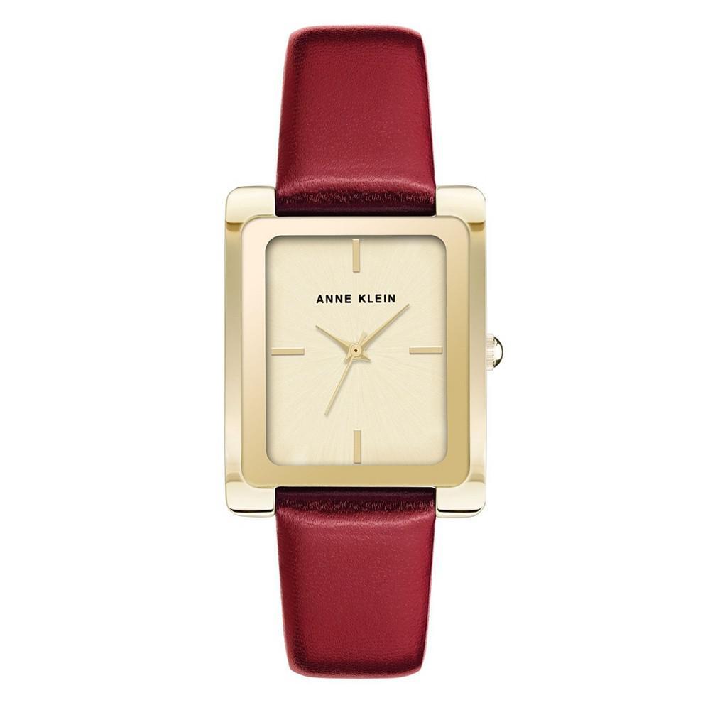 商品Anne Klein|Women's Red Genuine Leather Strap Watch 28mm x 35mm,价格¥489,第1张图片