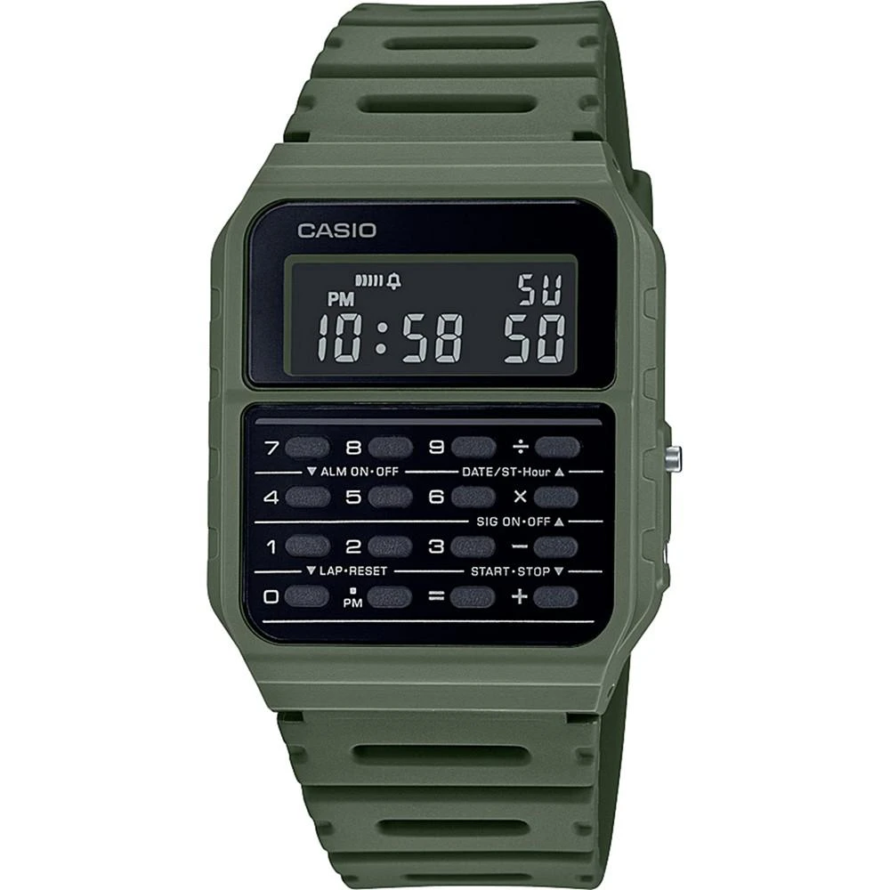 商品Casio|Unisex Digital Calculator Green Resin Strap Watch 34.4mm,价格¥303,第1张图片