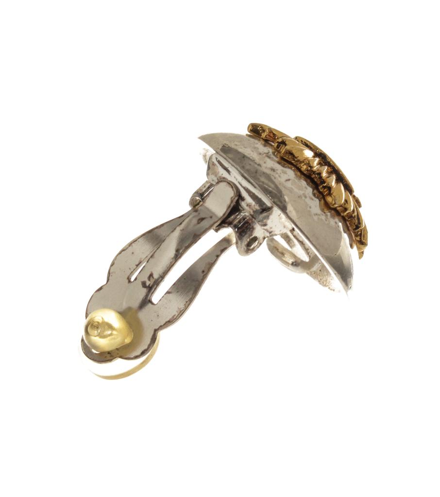 Chanel Splatter Gold & Silver Logo Earrings商品第6张图片规格展示