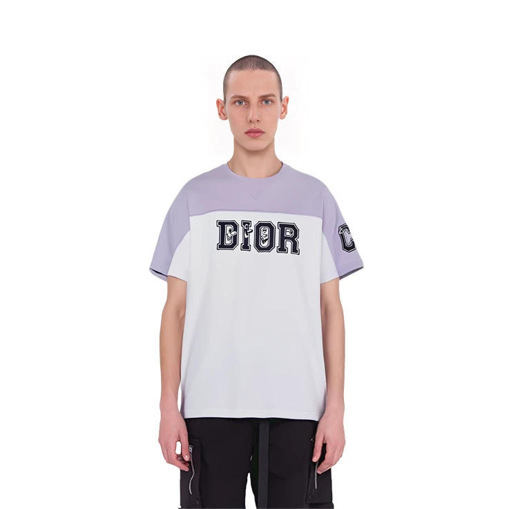 商品[国内直发] Dior|迪奥 x KENNY SCHARF 联名款 拼色Logo圆领平纹针织短袖T恤 男款 白色,价格¥3116,第7张图片详细�描述