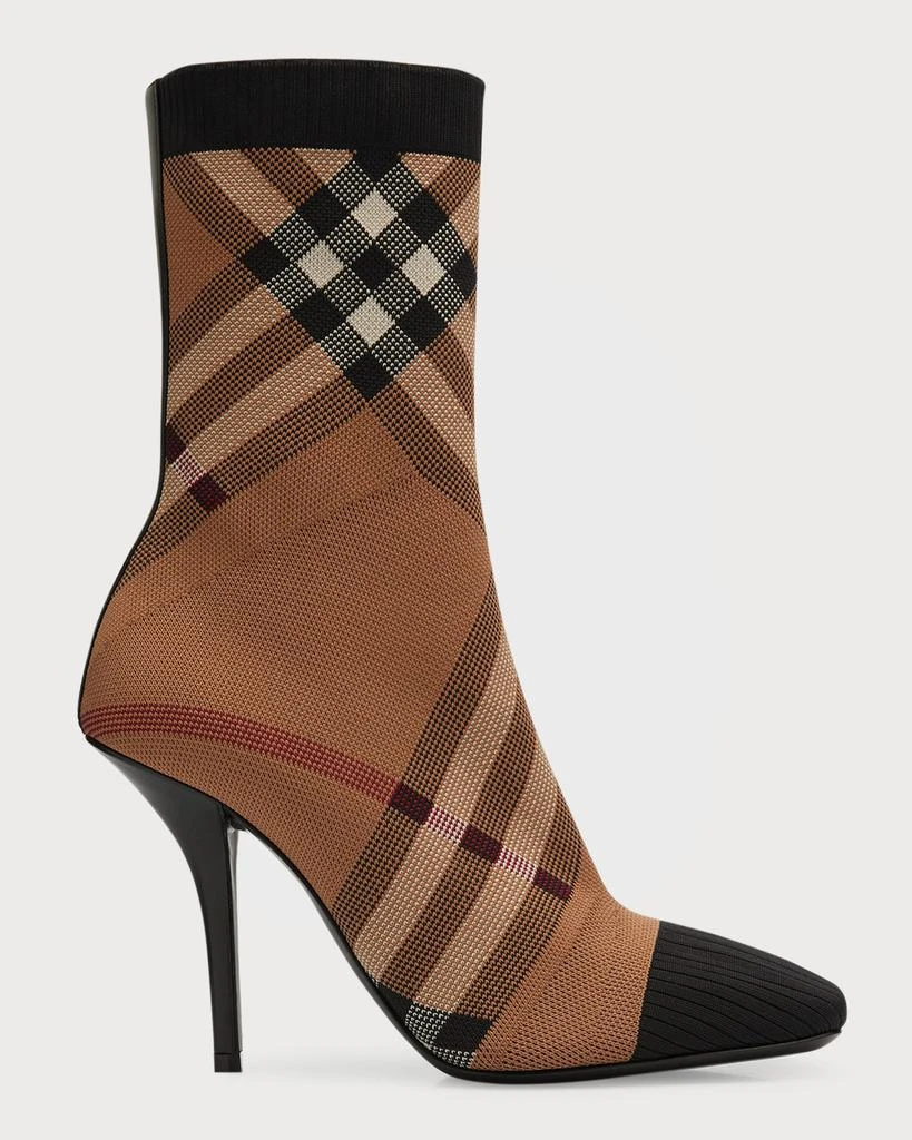 商品Burberry|Dolman Check Stiletto Sock Booties,价格¥3321,第1张图片