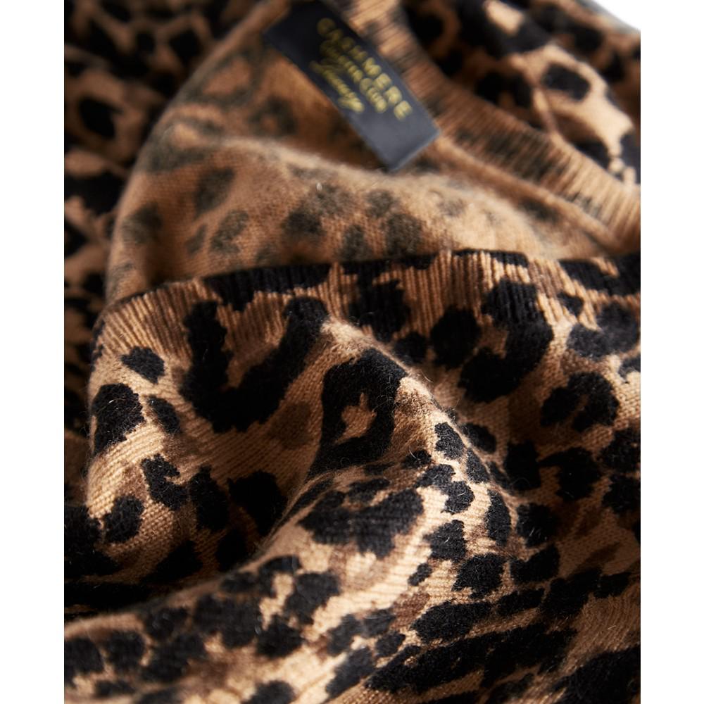 Plus Size 100% Cashmere Cheetah-Print V-Neck Sweater, Created for Macy's商品第5张图片规格展示