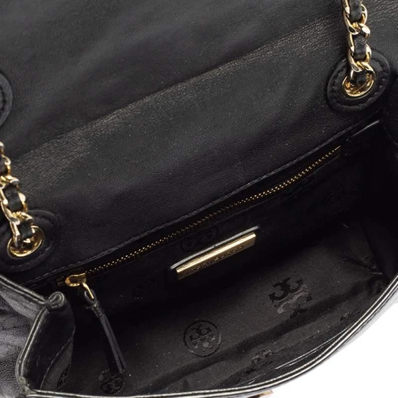 Tory Burch Black Leather Medium Fleming Shoulder Bag 商品