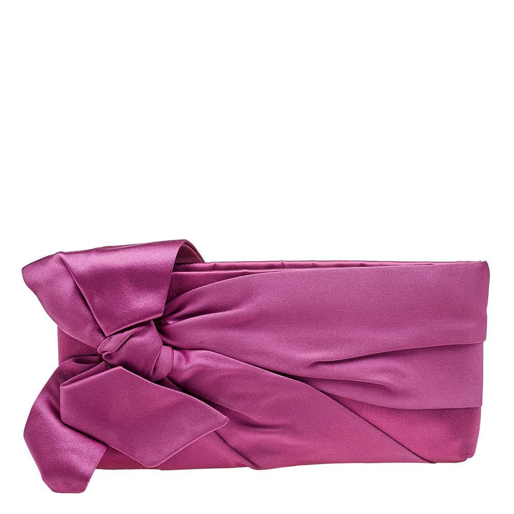 商品[二手商品] Valentino|Valentino Pink Satin Pleated Bow Clutch,价格¥2345,第1张图片