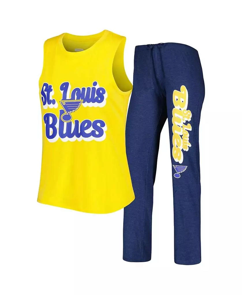 商品Concepts Sport|Women's Gold, Navy St. Louis Blues Meter Muscle Tank Top and Pants Sleep Set,价格¥434,第1张图片