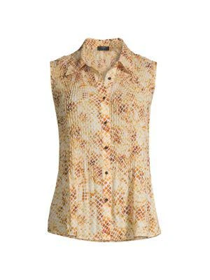 商品Tahari|Print Sleeveless Blouse,价格¥90,第3张图片详细描述