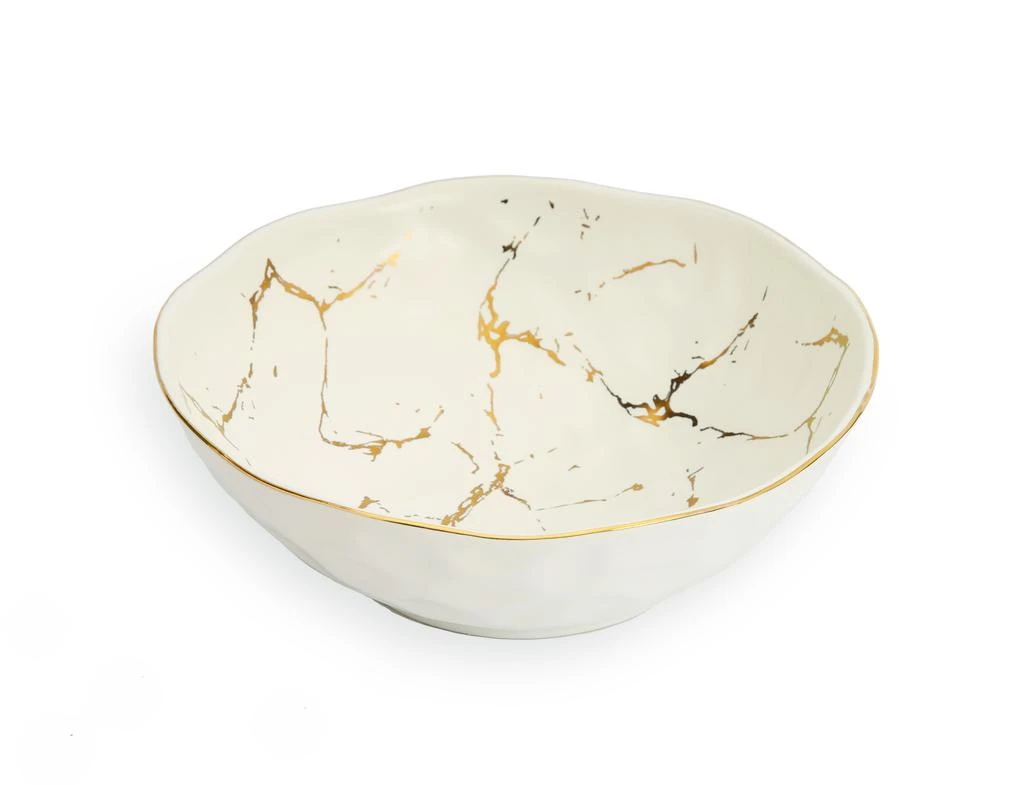 商品Classic Touch Decor|White Porcelain Bowl with Gold Design -7"D x 2.25"H,价格¥123,第1张图片