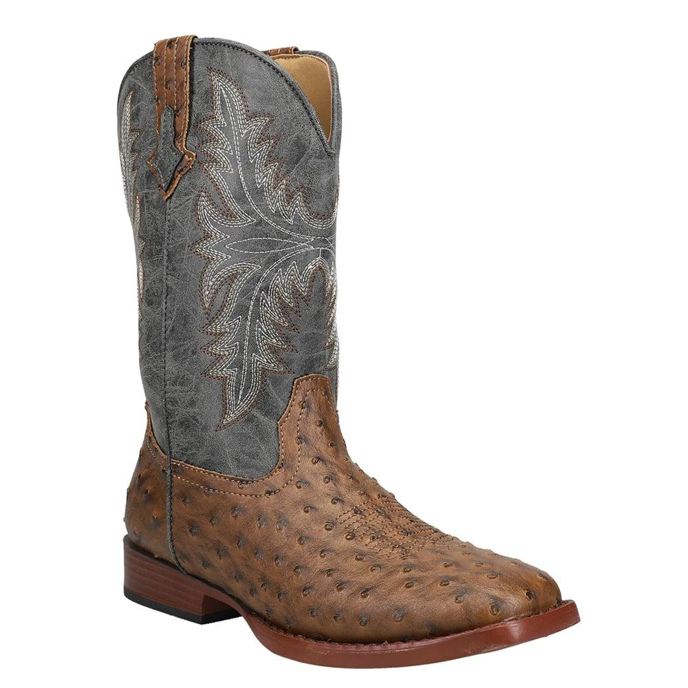 商品Roper|Henry Tooled-Inlay Squared Toe Cowboy Boots (Big Kid),价格¥378,第2张图片详细描述