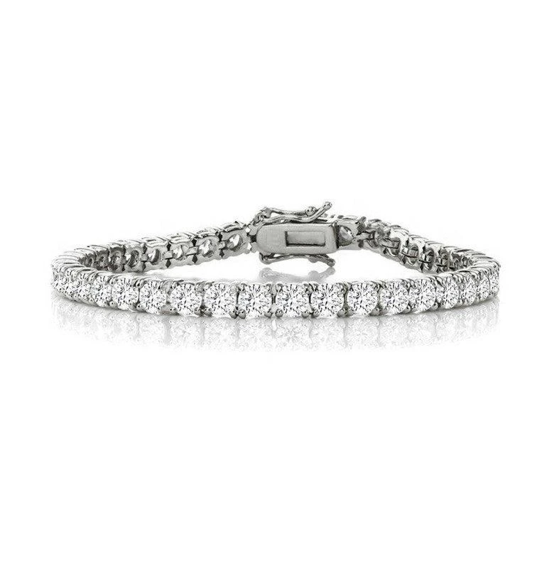 商品Rachel Glauber|White Gold Plated Tennis Bracelet with 5mm Cubic Zirconia,价格¥417,第1张图片