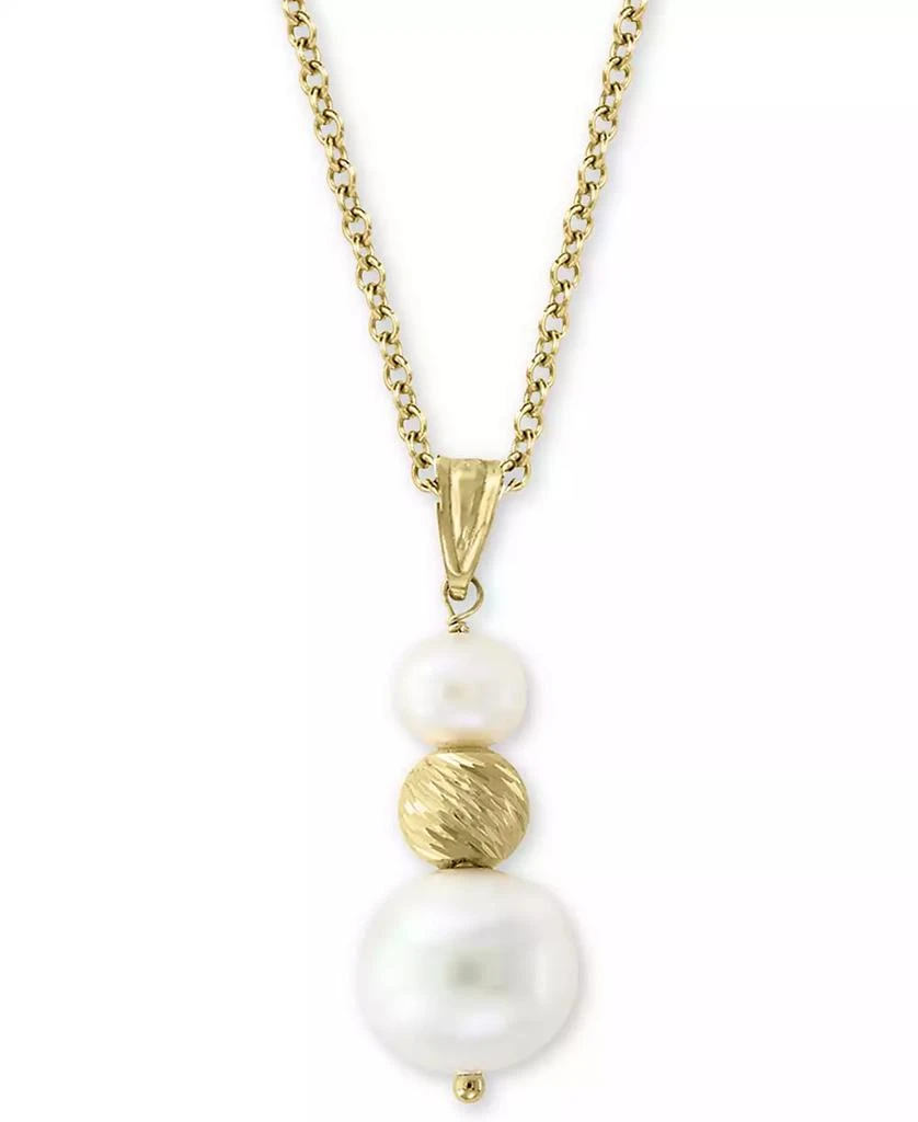 商品Effy|EFFY® Cultured Freshwater Pearl (5-1/2 & 10mm) 18" Pendant Necklace in 14k Gold,价格¥1552,第1张图片