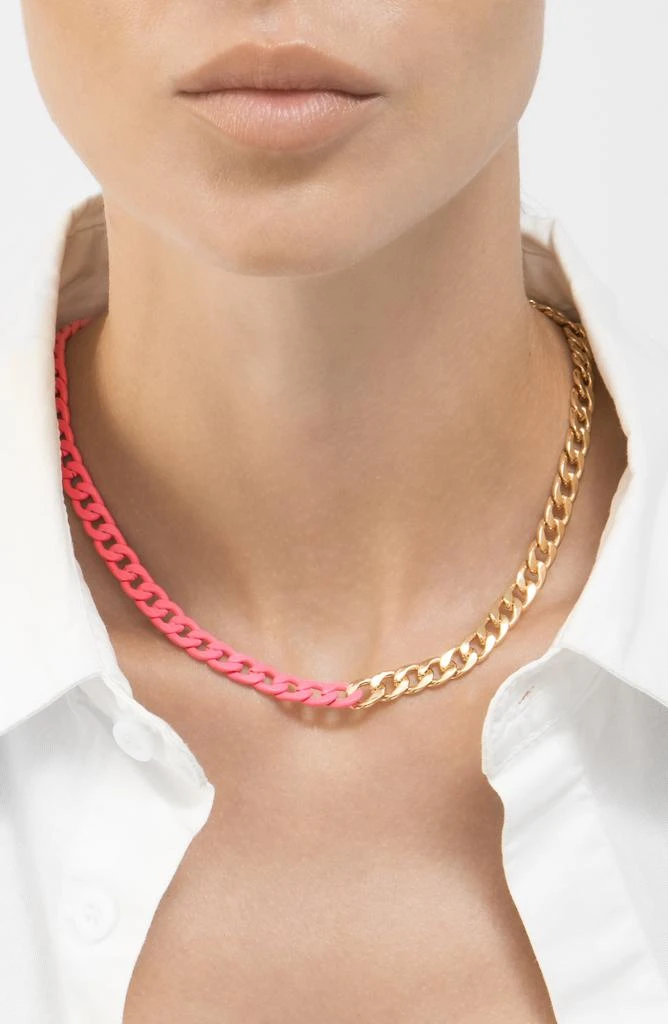 商品ADORNIA|14K Gold Plate Two-Tone Neon Curb Chain Necklace,价格¥132,第2张图片详细描述