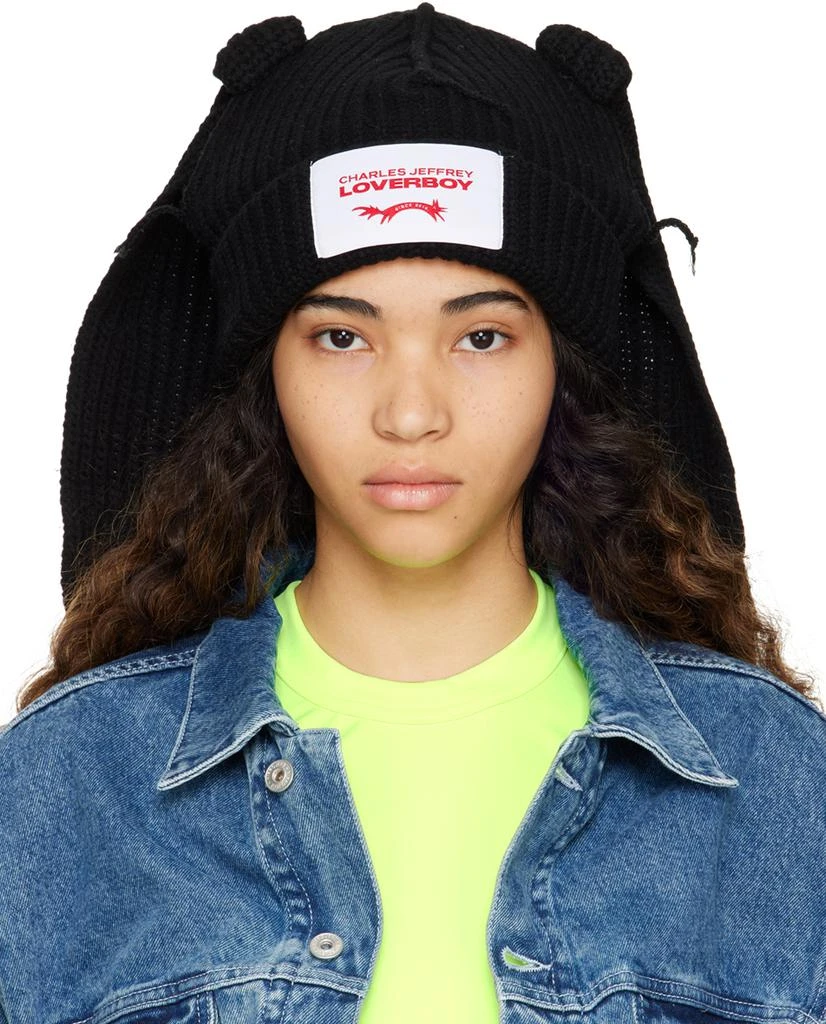 商品Charles Jeffrey Loverboy|Black Chunky Rabbit Beanie,价格¥1546,第1张图片
