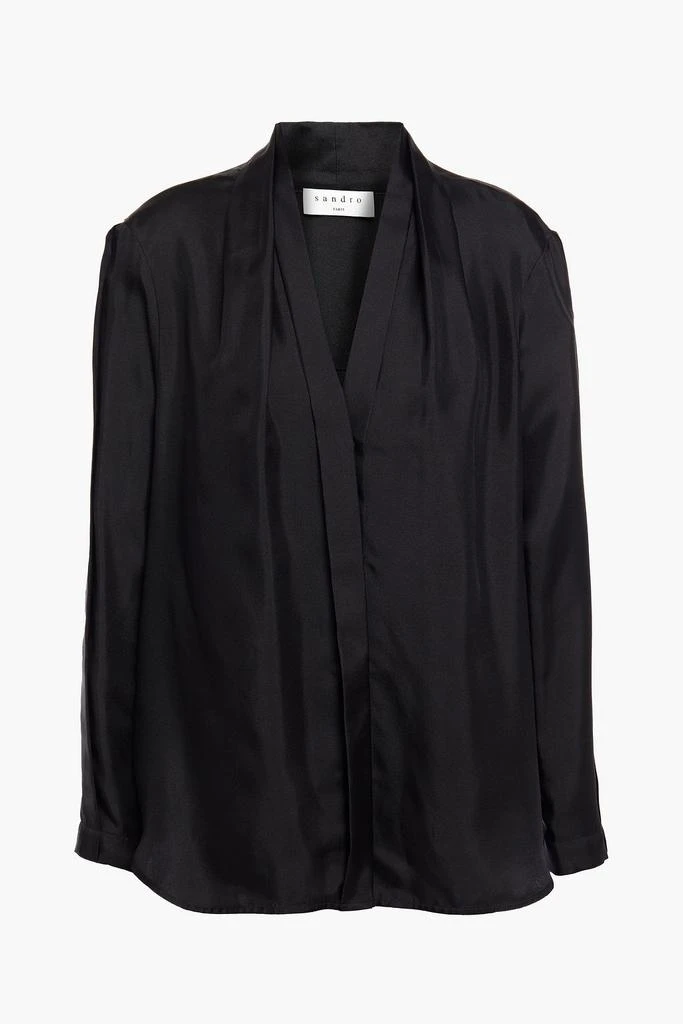 商品Sandro|Lanna pleated silk-twill shirt,价格¥896,第1张图片