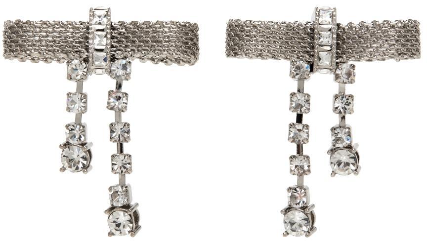 商品Miu Miu|Silver Crystal Pendant Earrings,价格¥4824,第1张图片