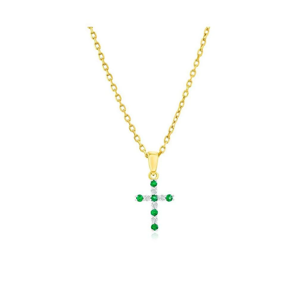 商品Simona|.10 ct. t.w. Ruby, Sapphire and Emerald and Diamond Cross Necklace with 14k Yellow Gold,价格¥2983,第1张图片