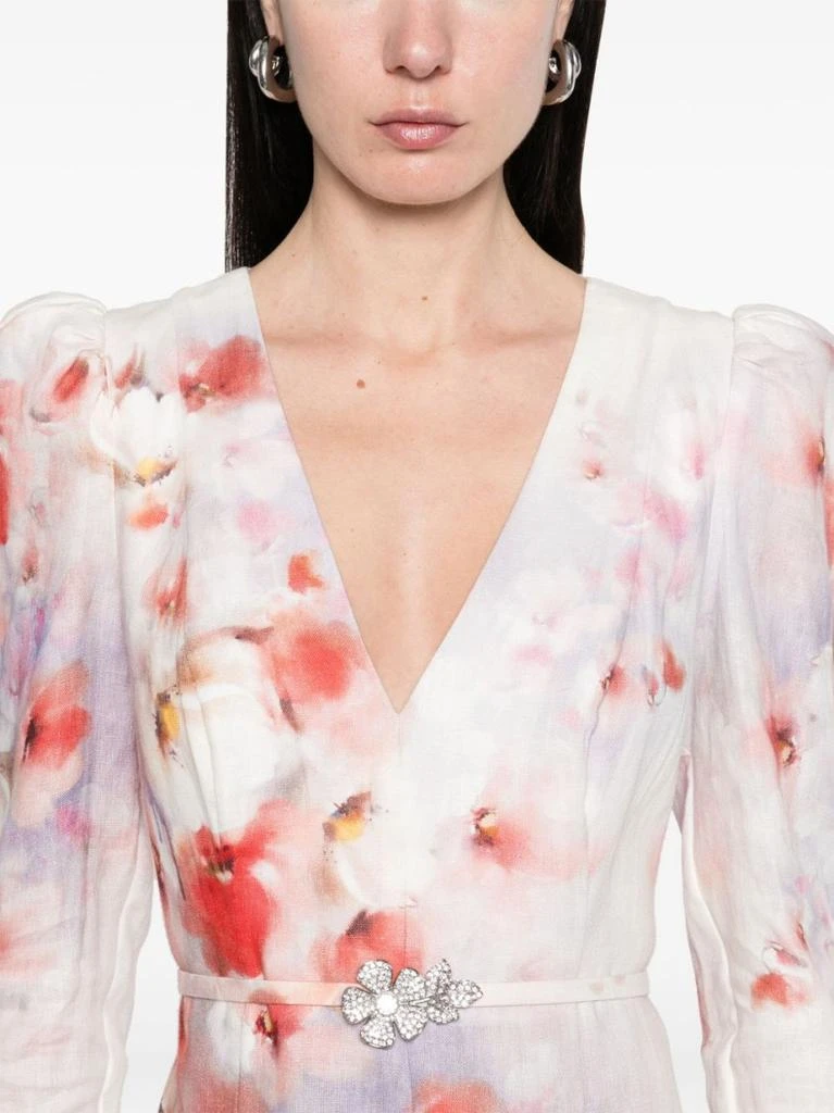 商品Zimmermann|Midi Dress With Deep V-Neckline And Flared Cuffs,价格¥7584,第4张图片详细描述