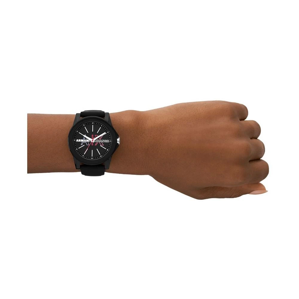 商品Armani Exchange|Women's Three-Hand Black Silicone Strap Watch, 40mm,价格¥711,第4张图片详细描述