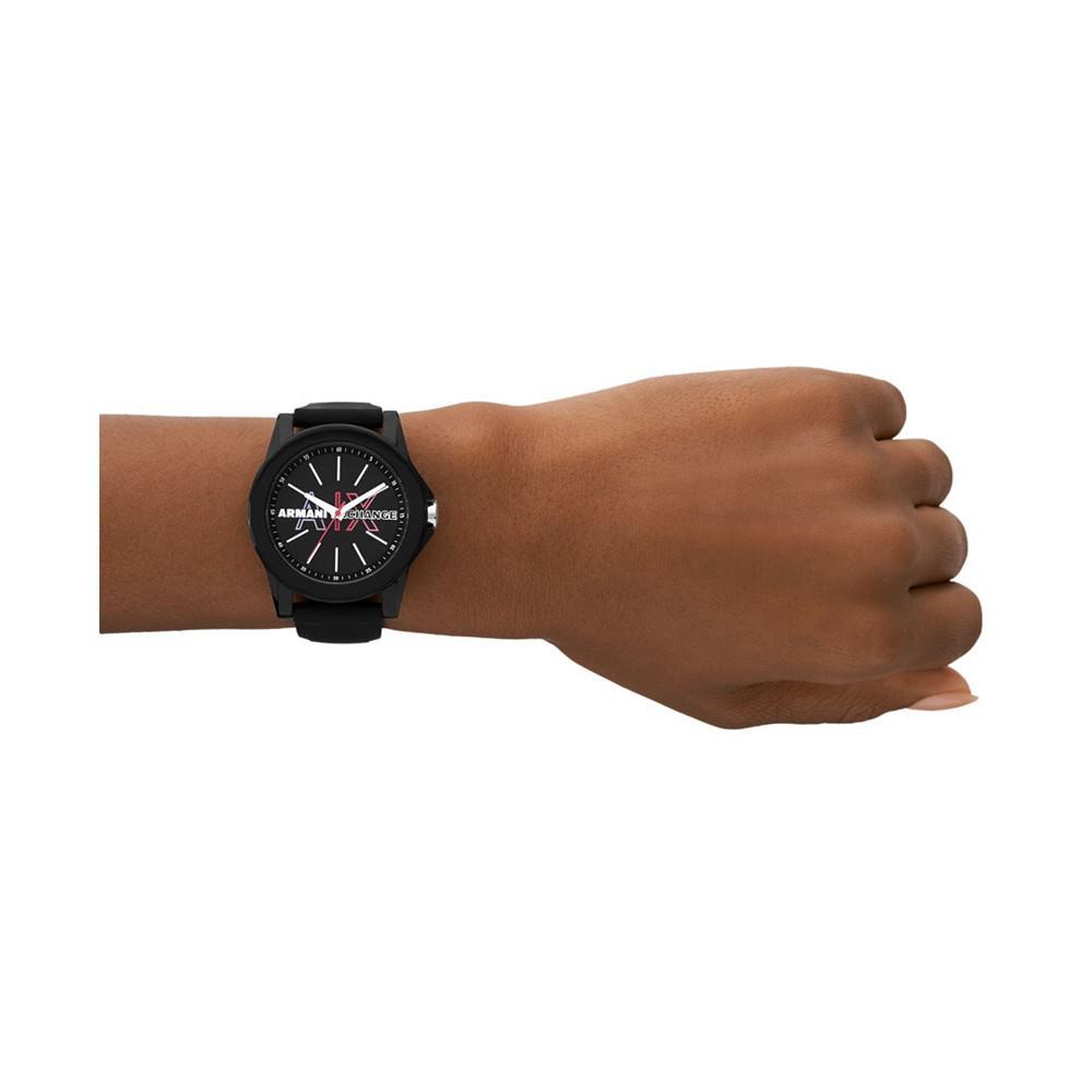商品Armani Exchange|Women's Three-Hand Black Silicone Strap Watch, 40mm,价格¥661,第6张图片详细描述