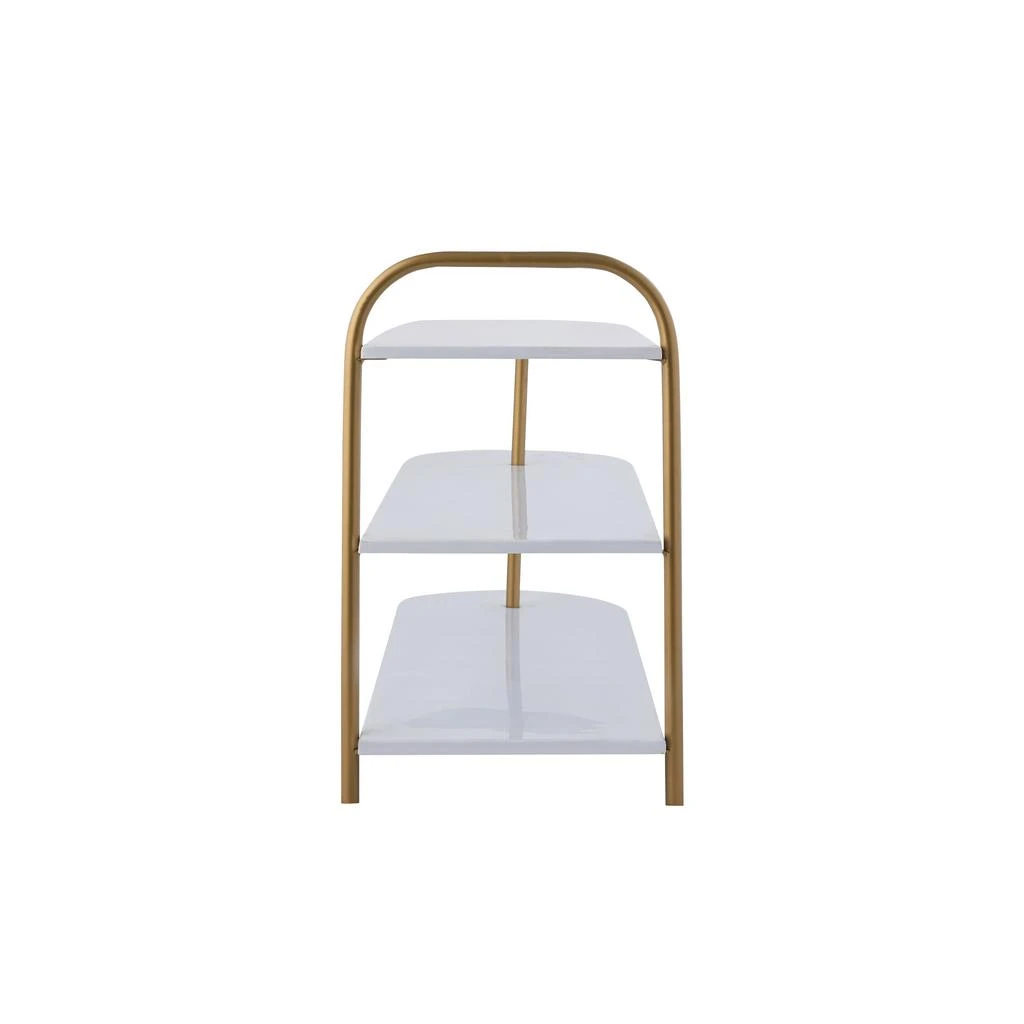 商品happimess|Modern 24" 9-Pair 3-Tier Iron Curved Decker Shoe Rack, White/Gold,价格¥2784,第1张图片