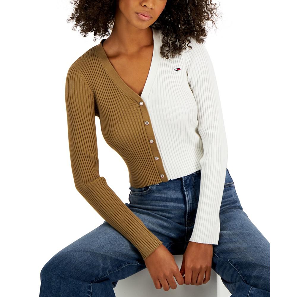 Women’s V-Neck Pullover Colorblock Sweater商品第1张图片规格展示