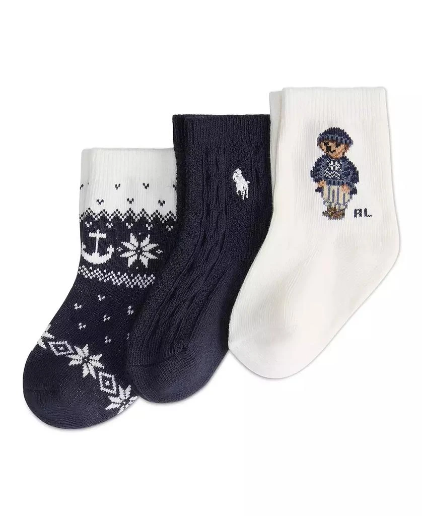 商品Ralph Lauren|Baby Boys Holiday Bear Sock, 3-Pack,价格¥137,第1张图片