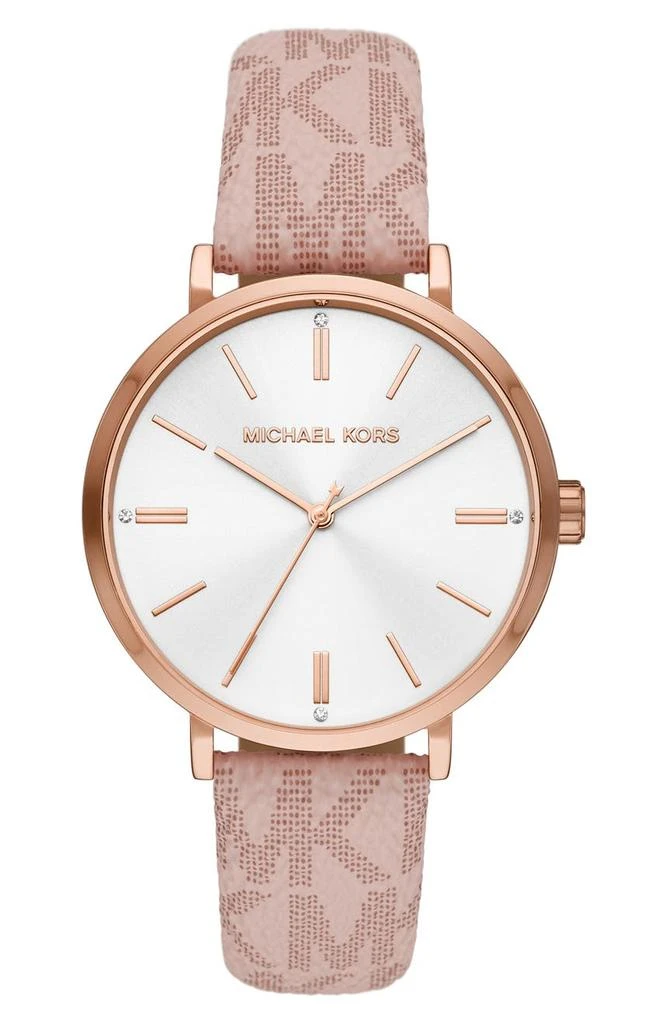 商品Michael Kors|Addyson Faux Leather Strap Watch, 40mm,价格¥751,第1张图片