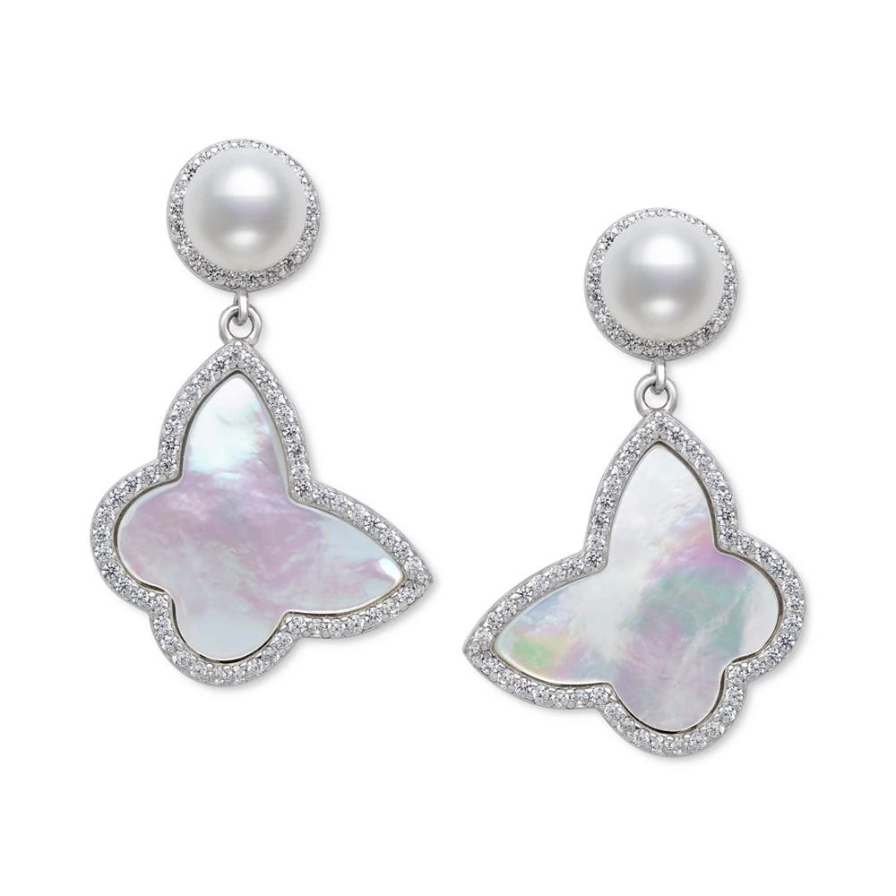 商品Belle de Mer|Cultured Freshwater Pearl (6mm), Mother-of-Pearl & Cubic Zirconia Drop Earrings in Sterling Silver,价格¥627,第3张图片详细描述