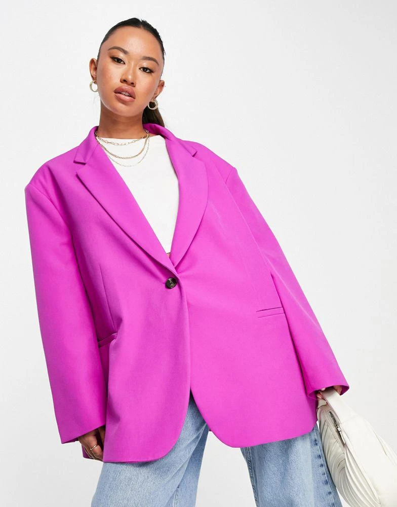 商品ASOS|ASOS DESIGN oversized swing grandad blazer in magenta,价格¥447,第1张图片