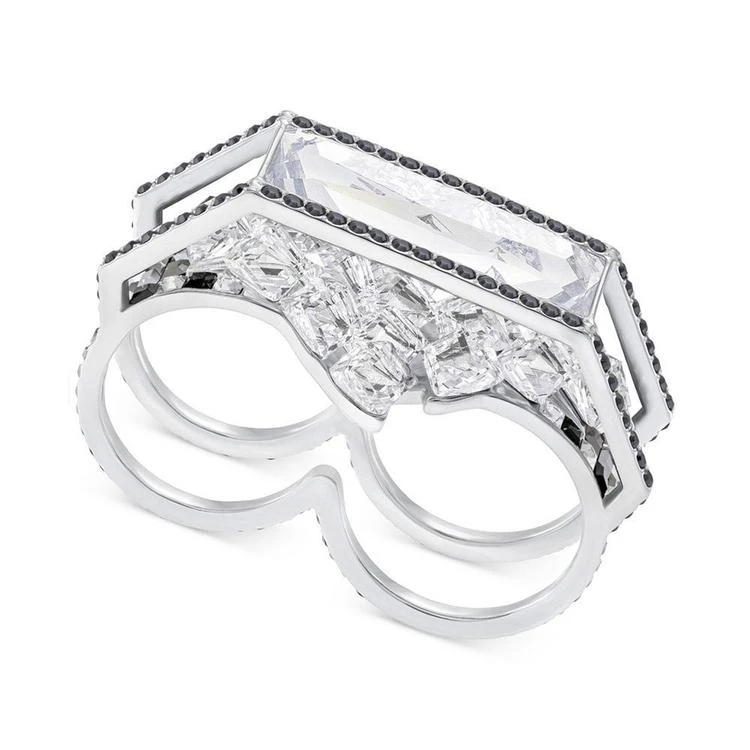 商品Swarovski|Silver-Tone Black & Clear Crystal Double Ring,价格¥2246,第3张图片详细描述