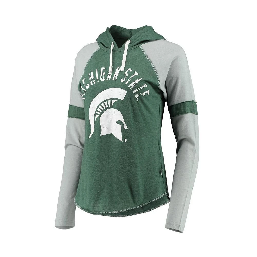 商品Touch|Women's Green and Gray Michigan State Spartans Yard Line Raglan Hoodie Long Sleeve T-shirt,价格¥385,第2张图片详细描述