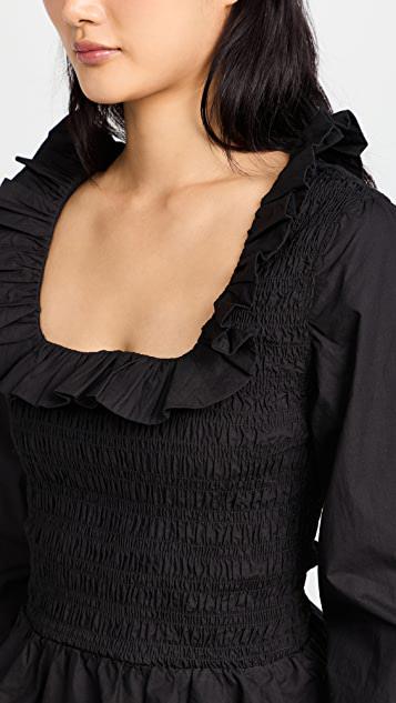 棉质府绸开领罩衫式女式衬衫商品第5张图片规格展示