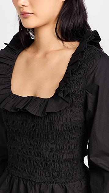 商品Ganni|棉质府绸开领罩衫式女式衬衫,价格¥1539,第7张图片详细描述