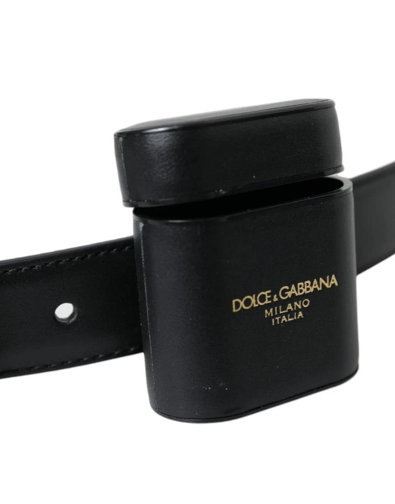 商品Dolce & Gabbana|Black Leather Airpods Case Silver Buckle Belt,价格¥1958,第3张图片详细描述