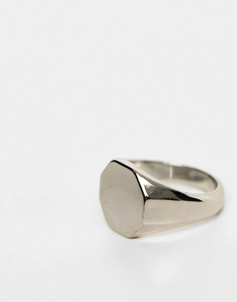 商品ASOS|ASOS DESIGN signet ring with octagon top in silver tone,价格¥79,第2张图片详细描述