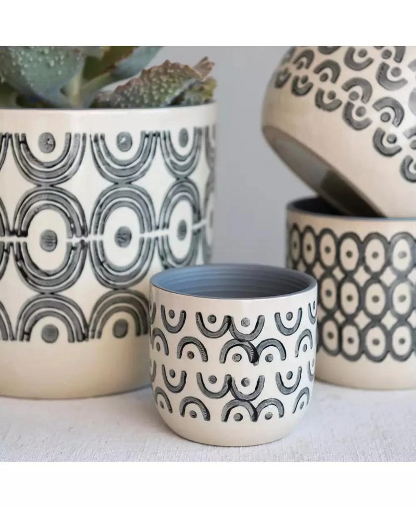 商品Storied Home|Modern Stoneware Planters with Hand-Painted Geometric Designs,价格¥1032,第2张图片详细描述