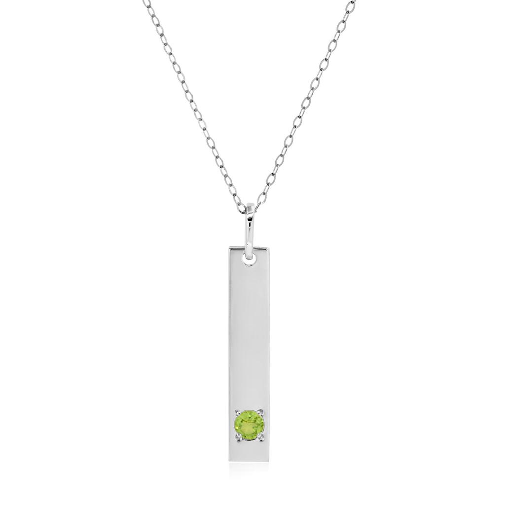 14k White Gold Bar Pendant Necklace with 3mm Small Round Gemstone Adjustable Cable Chain 16 Inches to 18 Inches with Spring Ring Clasp商品第9张图片规格展示