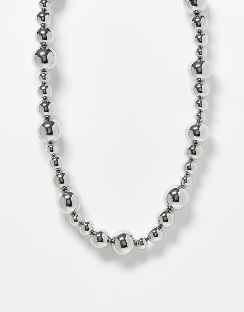 商品Reclaimed Vintage|Reclaimed Vintage unisex bubble necklace in silver,价格¥98,第1张图片